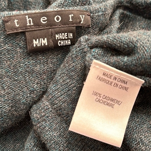 Theory green multicolor crew neck cashmere fitted sweater dress M - Picture 5 of 11
